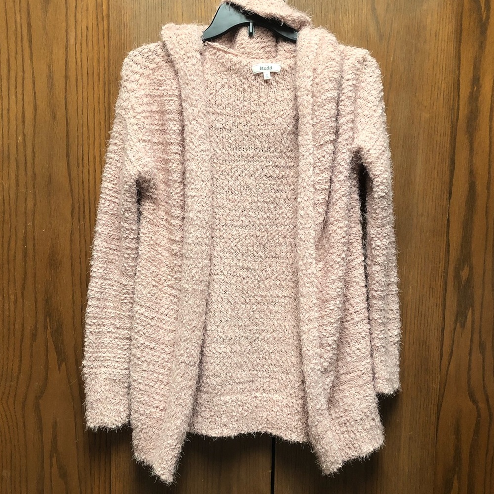 Mudd Pink Knit Cardigan With Hood
